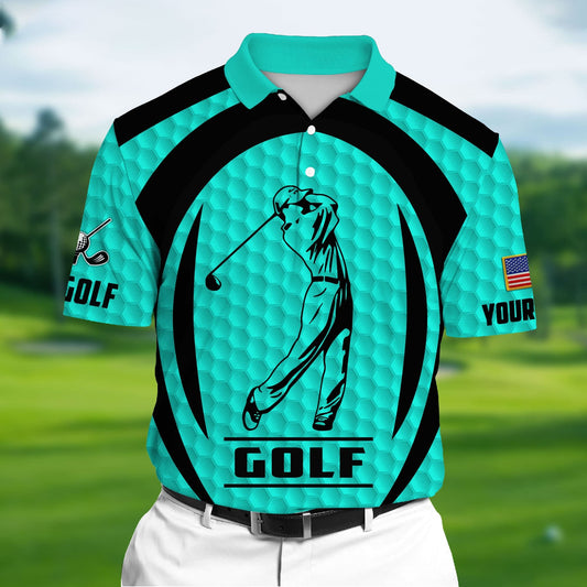 Masnines Light Blue Pride The Unique Cool Golf 3D Polo Shirts Multicolor Custom Name Polo GA0075