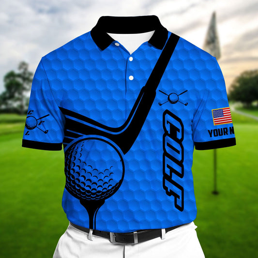 Masnines Blue Pride Premium Coolest Golf Club And Ball, Golf Polo Shirts Multicolor Custom Name Polo GA0078