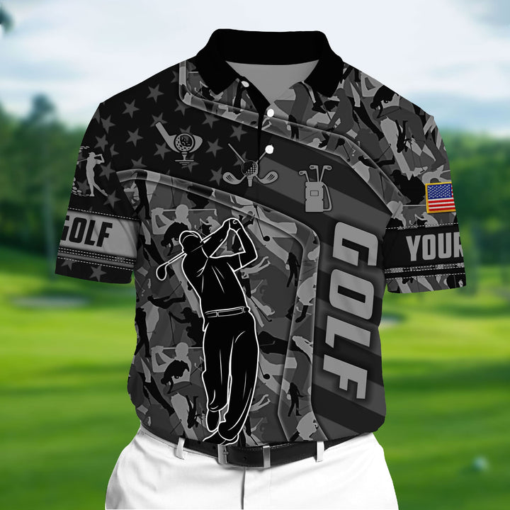 Masnines Unique Love Golf Pattern Multicolor Personalized 3D Golf Polo Shirt GA0029